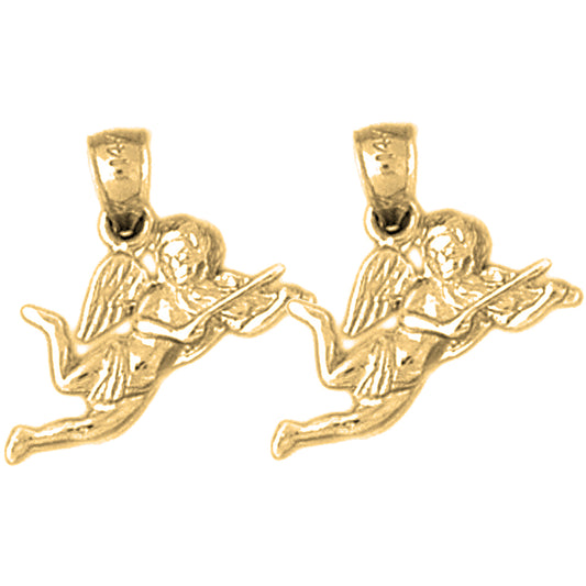 Yellow Gold-plated Silver 18mm Angel Earrings