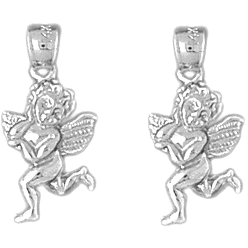Sterling Silver 20mm Angel 3D Earrings