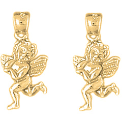 Yellow Gold-plated Silver 20mm Angel 3D Earrings