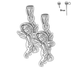 Sterling Silver 22mm Angel Earrings (White or Yellow Gold Plated)