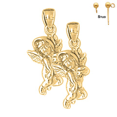 Sterling Silver 22mm Angel Earrings (White or Yellow Gold Plated)