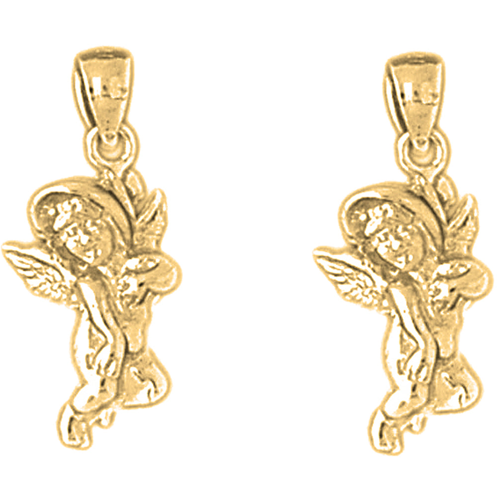 Yellow Gold-plated Silver 22mm Angel Earrings