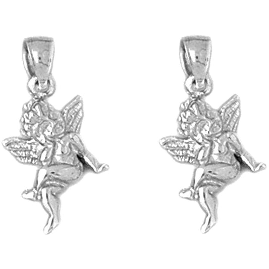 Sterling Silver 21mm Angel 3D Earrings