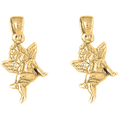 Yellow Gold-plated Silver 21mm Angel 3D Earrings