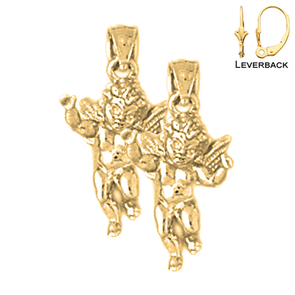 Pendientes 3D de Ángel de Oro de 14K o 18K