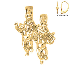 Pendientes 3D de Ángel de Oro de 14K o 18K