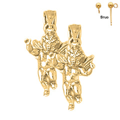 Sterling Silver 21mm Angel 3D Earrings (White or Yellow Gold Plated)