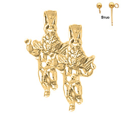 Pendientes de ángel 3D de plata de ley de 21 mm (chapados en oro blanco o amarillo)