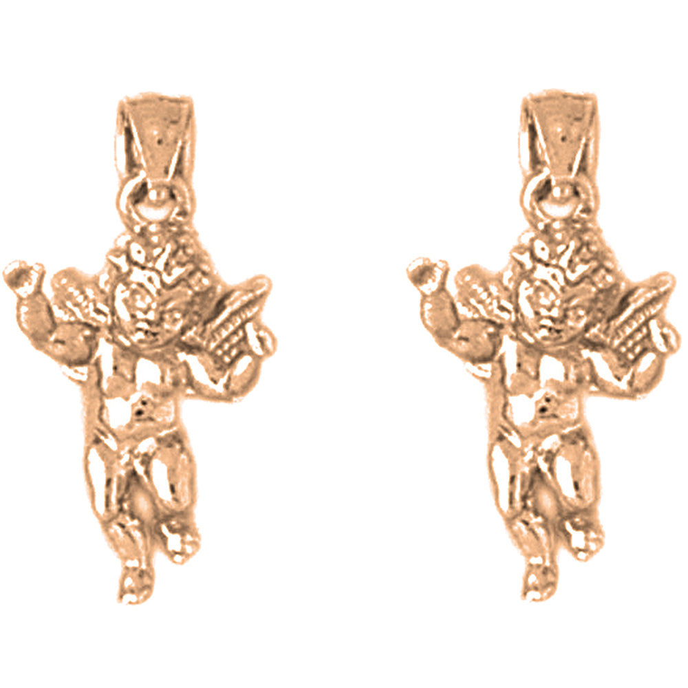 14K or 18K Gold 21mm Angel 3D Earrings