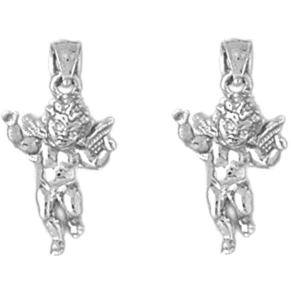 Sterling Silver 21mm Angel 3D Earrings