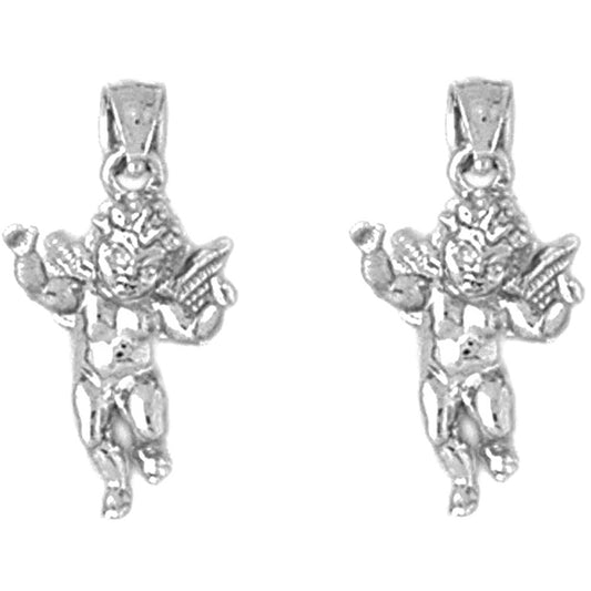 Sterling Silver 21mm Angel 3D Earrings