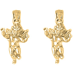 14K or 18K Gold 21mm Angel 3D Earrings