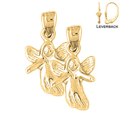 Sterling Silver 18mm Angel Earrings (White or Yellow Gold Plated)