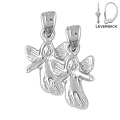 Sterling Silver 18mm Angel Earrings (White or Yellow Gold Plated)