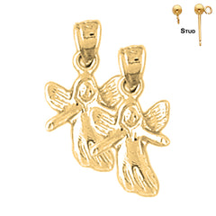 Sterling Silver 18mm Angel Earrings (White or Yellow Gold Plated)