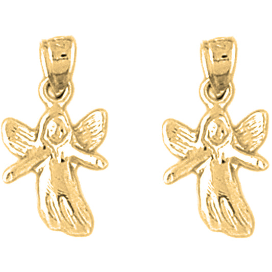 Yellow Gold-plated Silver 18mm Angel Earrings