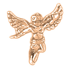 Colgante de oro de 14 quilates o 18 quilates con forma de ángel 3-D y pasador de solapa