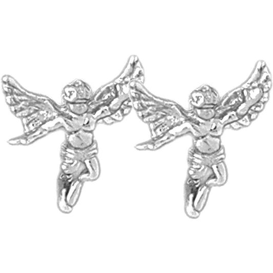 Sterling Silver 16mm Angel 3-D, Lapel Pin Earrings