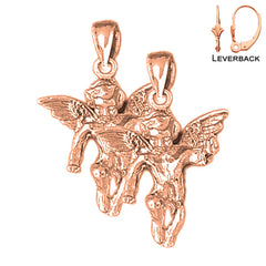 Pendientes 3D de Ángel de Oro de 14K o 18K