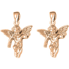 14K or 18K Gold 28mm Angel 3D Earrings