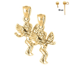 Sterling Silver 20mm Angel 3D Earrings (White or Yellow Gold Plated)