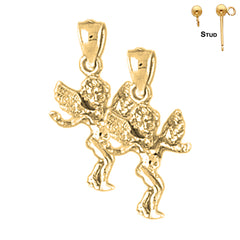 Pendientes de ángel 3D de plata de ley de 20 mm (chapados en oro blanco o amarillo)