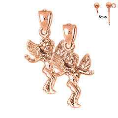 Pendientes 3D de Ángel de Oro de 14K o 18K