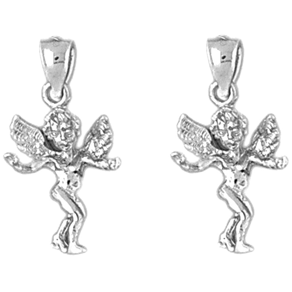 Sterling Silver 20mm Angel 3D Earrings