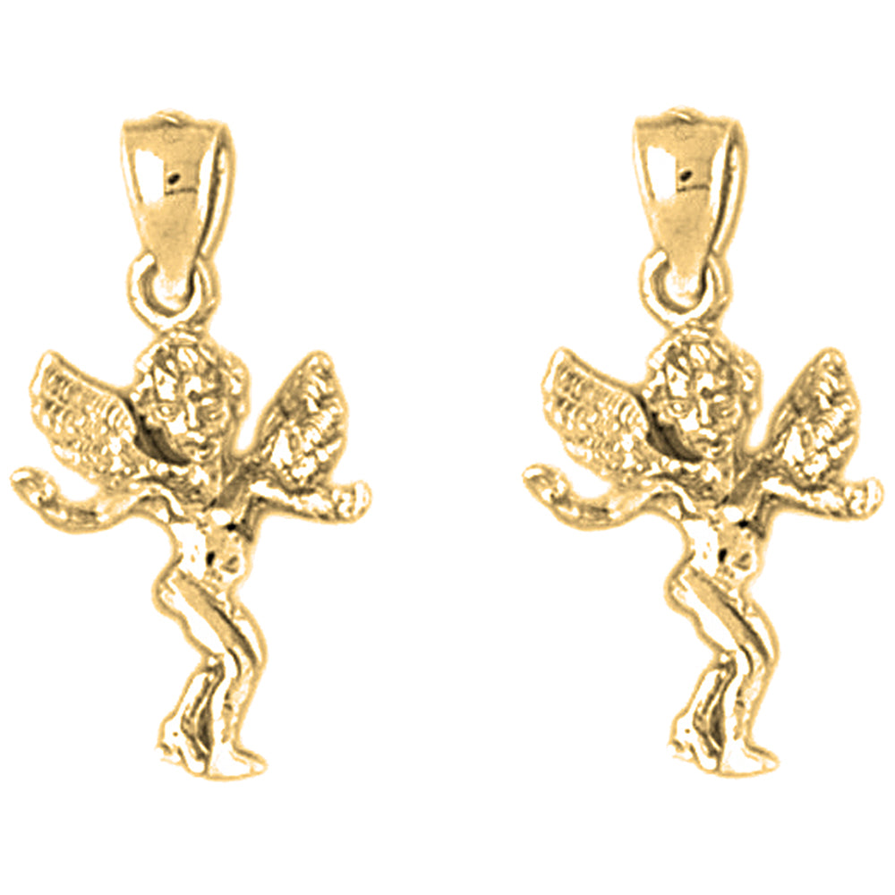 Yellow Gold-plated Silver 20mm Angel 3D Earrings