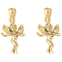 Yellow Gold-plated Silver 20mm Angel 3D Earrings