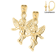 Sterling Silver 24mm Angel Earrings (White or Yellow Gold Plated)