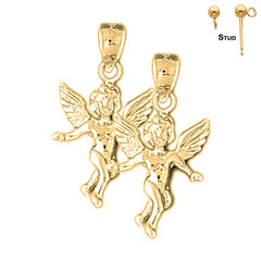 Sterling Silver 24mm Angel Earrings (White or Yellow Gold Plated)