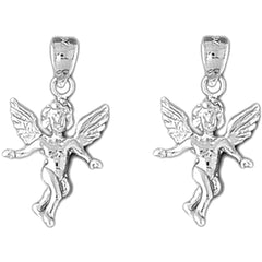 Sterling Silver 24mm Angel Earrings