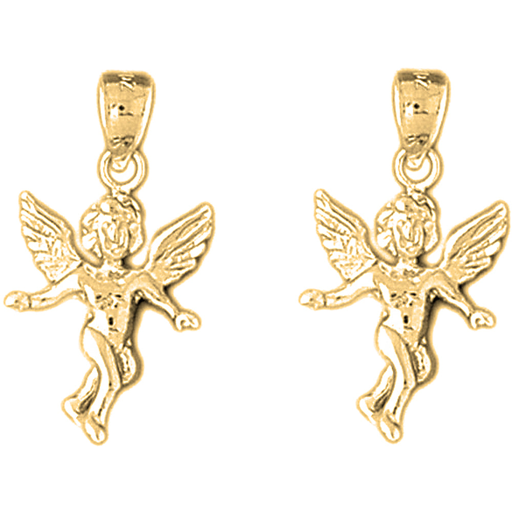 Yellow Gold-plated Silver 24mm Angel Earrings