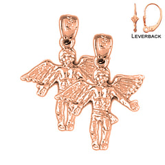 Pendientes 3D de Ángel de Oro de 14K o 18K