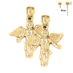 22 mm große 3D-Ohrringe mit Engel-Motiv aus Sterlingsilber (weiß- oder gelbvergoldet)