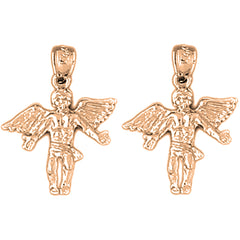 14K or 18K Gold 22mm Angel 3D Earrings