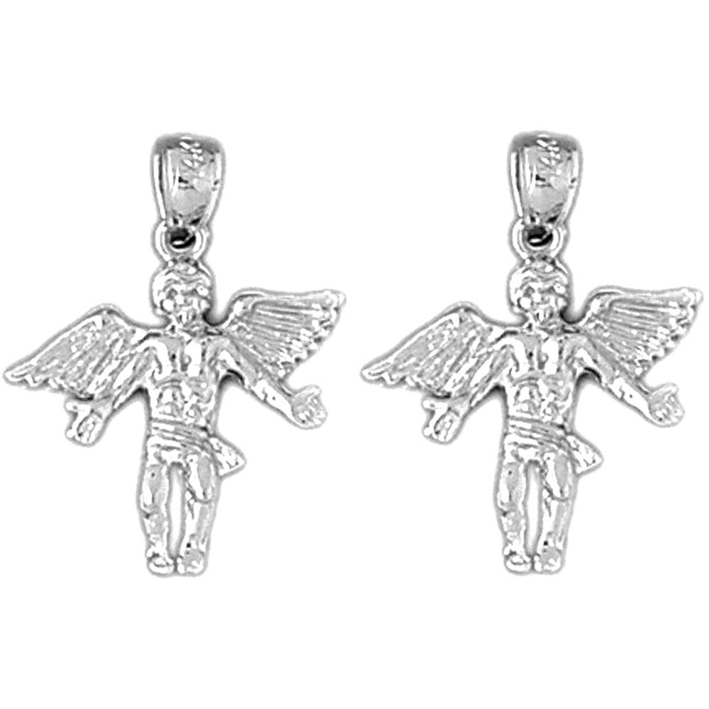 Sterling Silver 22mm Angel 3D Earrings