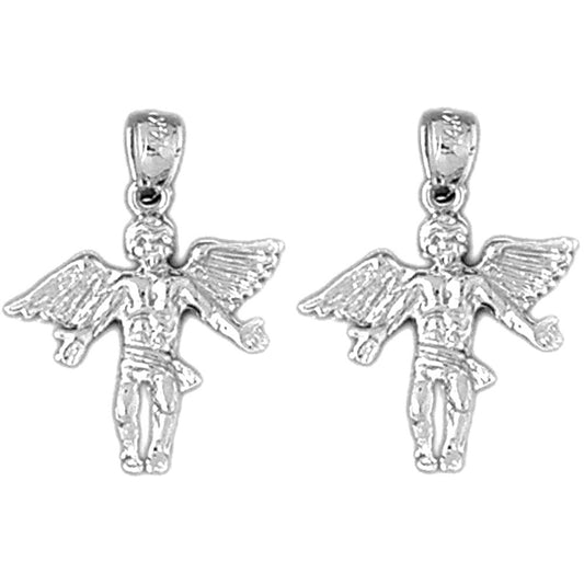 Sterling Silver 22mm Angel 3D Earrings