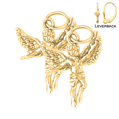 Sterling Silver 18mm Angel 3D Earrings (White or Yellow Gold Plated)