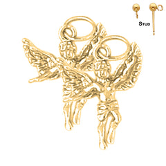 Sterling Silver 18mm Angel 3D Earrings (White or Yellow Gold Plated)