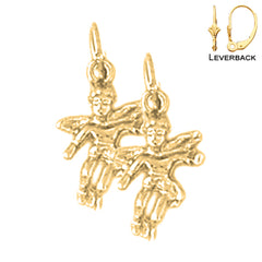 Sterling Silver 18mm Angel 3D Earrings (White or Yellow Gold Plated)