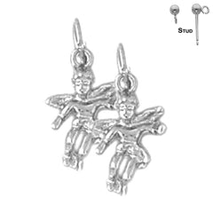 Pendientes de ángel 3D de plata de ley de 18 mm (chapados en oro blanco o amarillo)