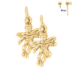 Pendientes de ángel 3D de plata de ley de 18 mm (chapados en oro blanco o amarillo)