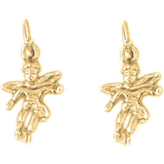 Yellow Gold-plated Silver 18mm Angel 3D Earrings
