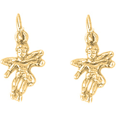 Yellow Gold-plated Silver 18mm Angel 3D Earrings