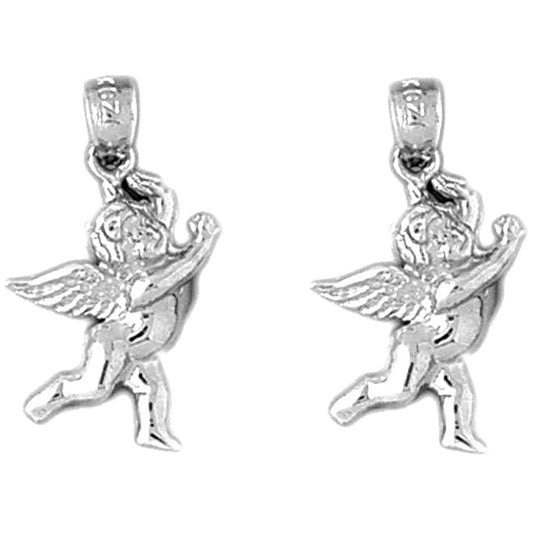 Sterling Silver 23mm Angel 3D Earrings