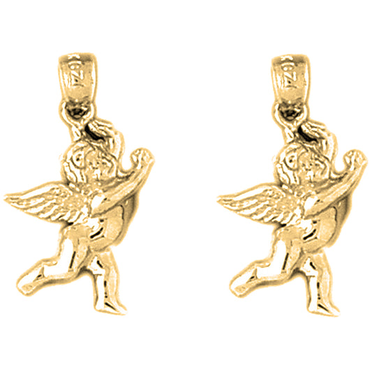 Yellow Gold-plated Silver 23mm Angel 3D Earrings