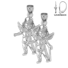 Sterling Silver 31mm Angel Earrings (White or Yellow Gold Plated)