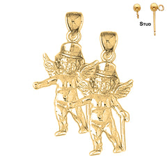 Pendientes de ángel de plata de ley de 31 mm (chapados en oro blanco o amarillo)